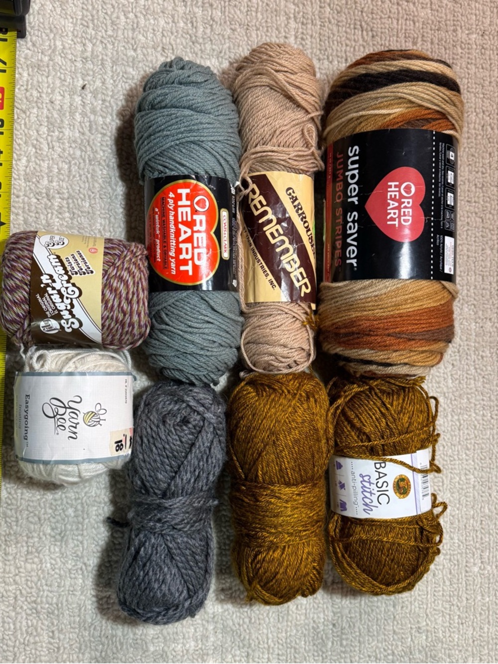 2 Lbs Destash Assorted Yarn Lot - Earth Tones & Neutrals, Branded @ Unbranded